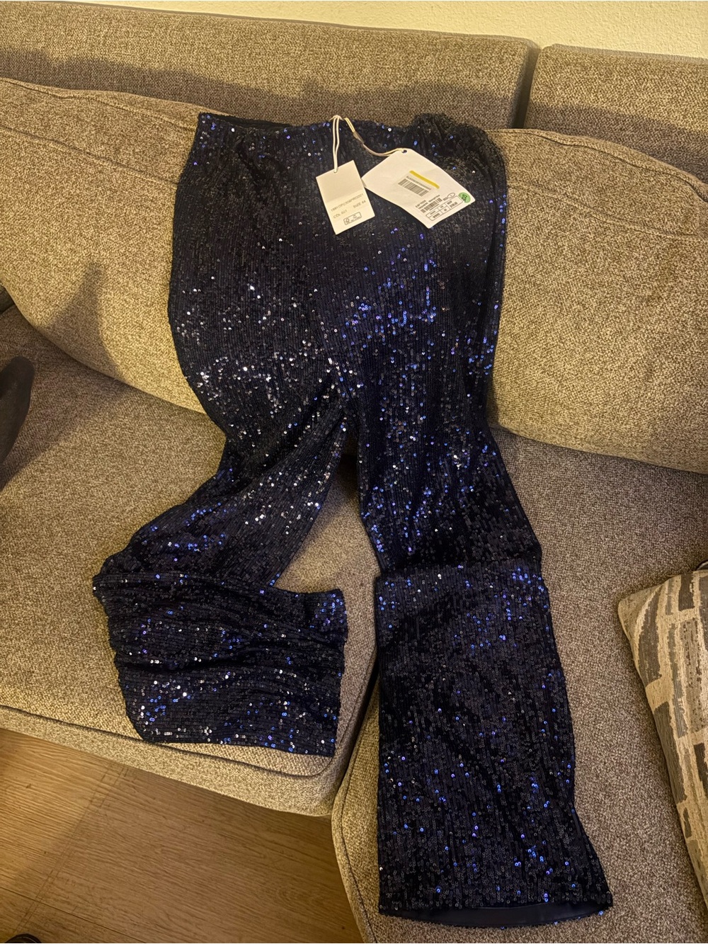 Navy Sequin Wide-Leg Pants — Designer Look #A